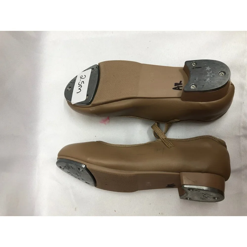 Pre-Owned Dance Tap Shoes DanzNMotion 752 Child 2.5M Tan Mary Jane Buckle